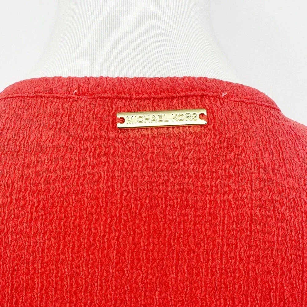 Michael Kors Mini Dress Size M Crinkle Textured Ruffle Hem‎ Sleeveless Crew Neck